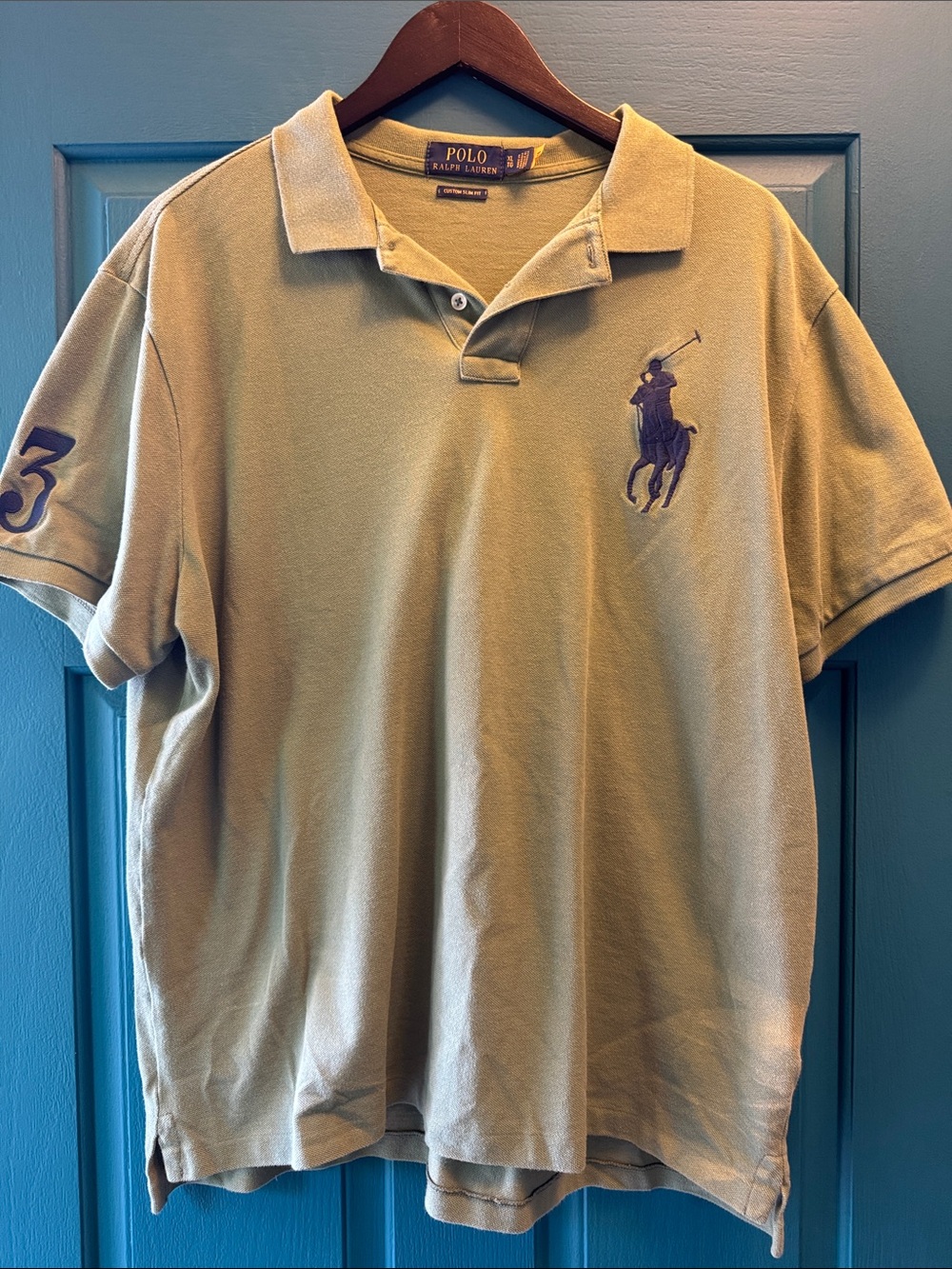 Ralph Lauren Polo Shirt with Navy Pony - Olive Green